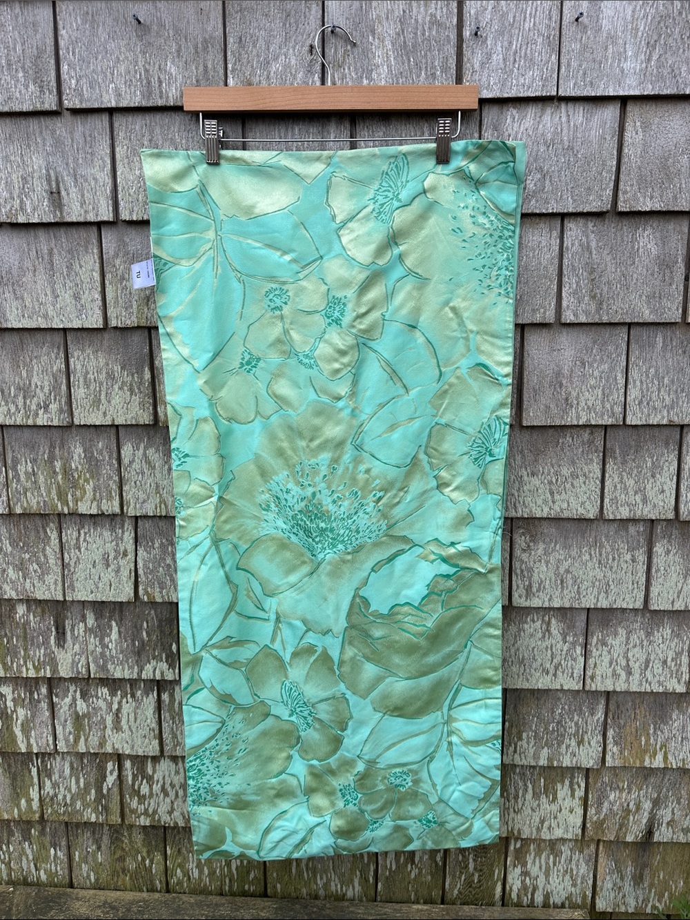 Women’s Paule Vasseur Silk L’étole/ Wrap in Mint Green Lightweight Floral